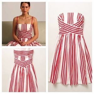 Anthropologie red and white dress